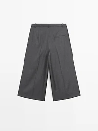 Bermuda long à pinces 100 % laine