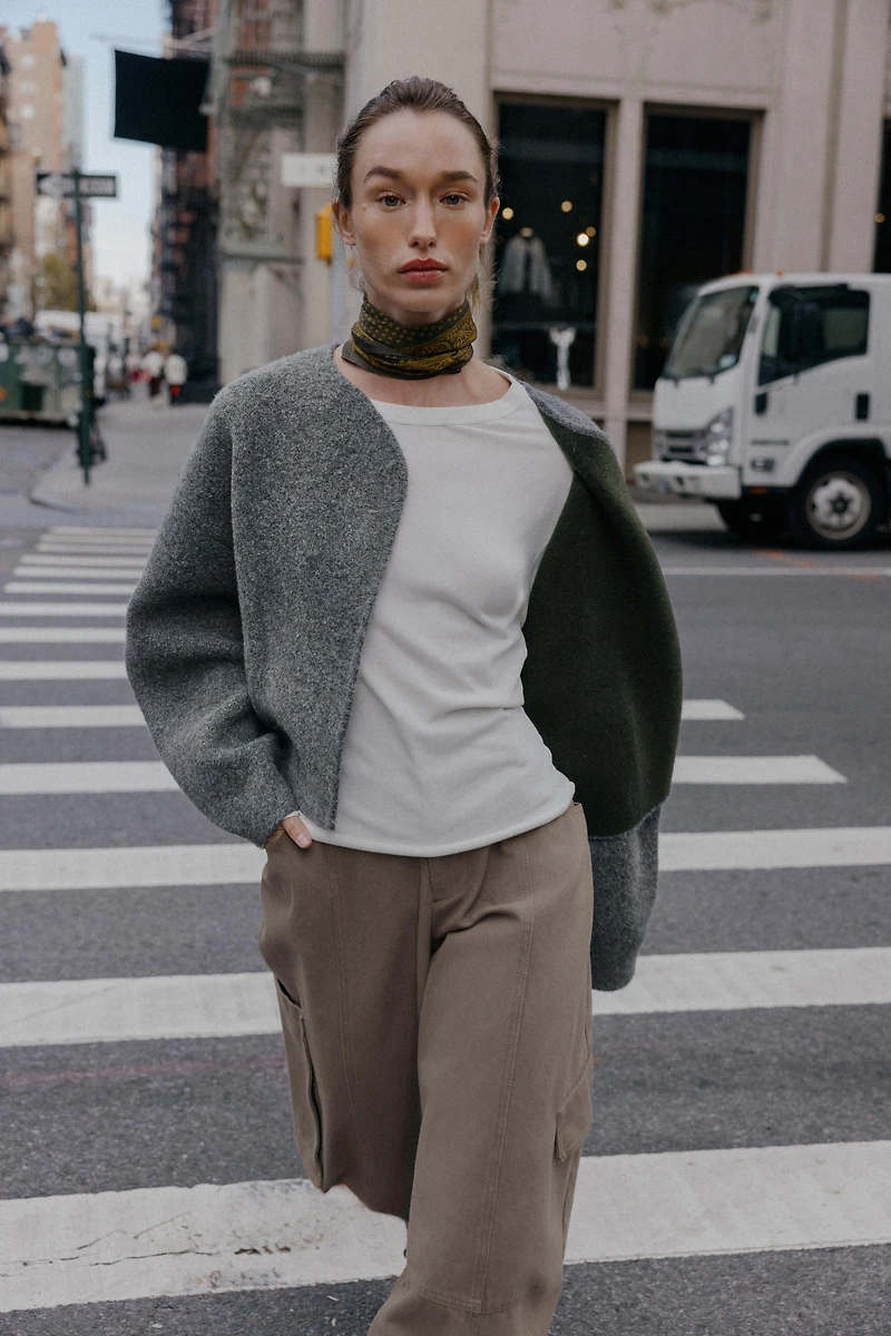 DOUBLE-FACED KNIT CARDIGAN