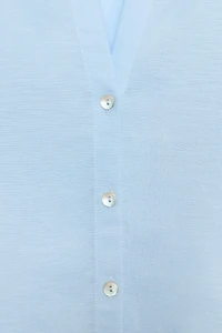 LINEN BLEND BALLOON SLEEVE SHIRT