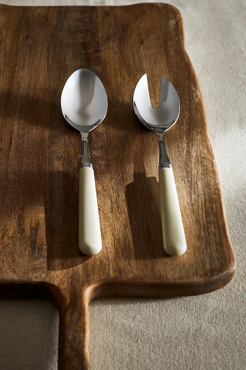 SALAD FLATWARE SET WITH COLORED HANDLE (SET OF 2)