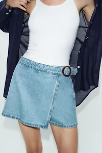 Z1975 WRAP DENIM SKORT WITH BUCKLE