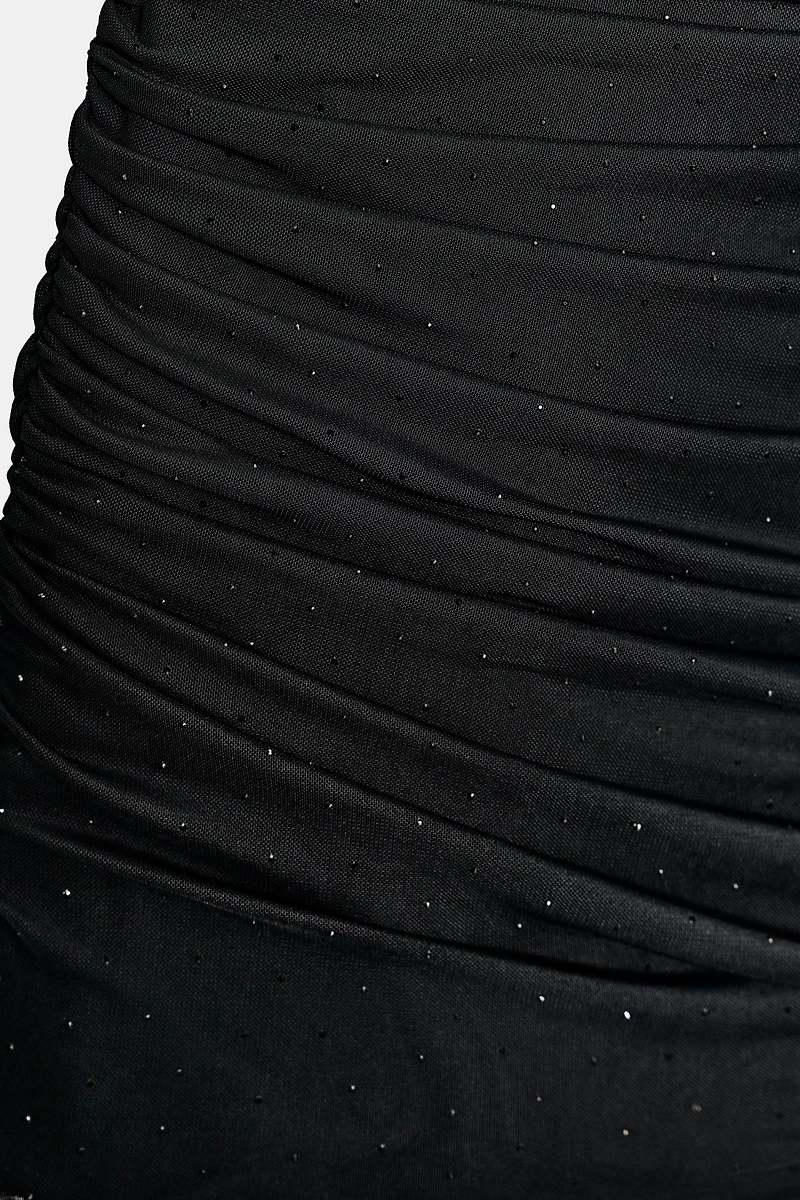 SHORT RHINESTONE MESH DRESS