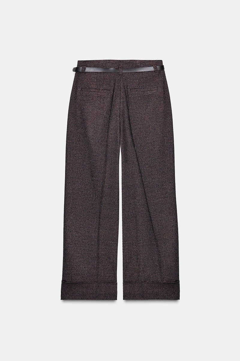 HOUNDSTOOTH BELTED PANTS