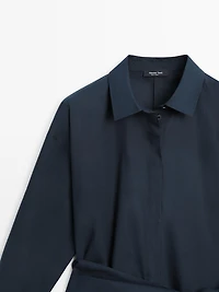 Midi shirt dress with scarf detail