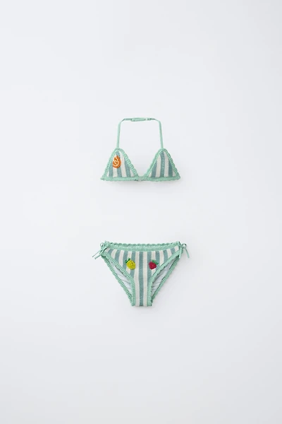 6-14 ANS / BIKINI EN CROCHET À FRUITS ET RAYURES