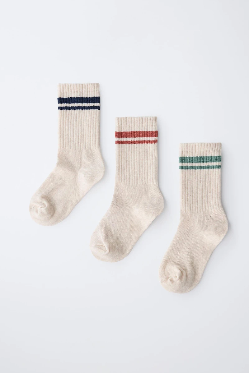 THREE-PACK OF STRIPED LONG SOCKS