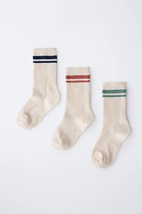 THREE-PACK OF STRIPED LONG SOCKS