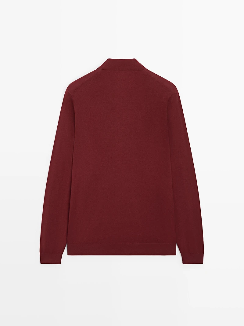Cotton knit polo sweater