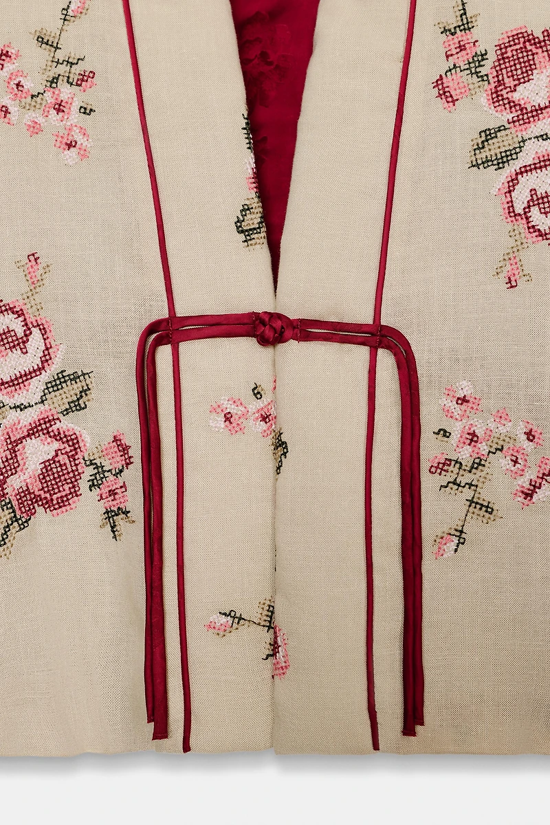 FLORAL EMBROIDERY PADDED JACKET