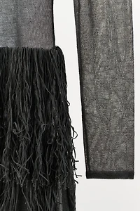 METALLIC THREAD FRINGED KNIT DRESS