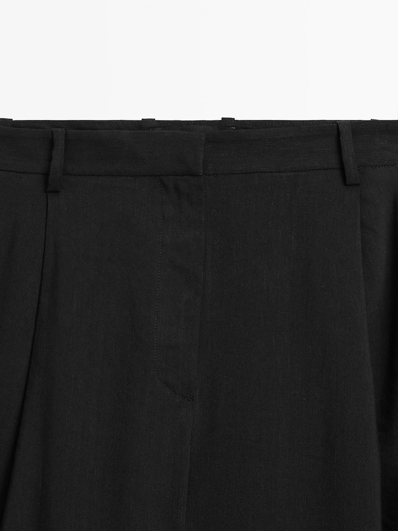 Flowing linen blend trousers with darts