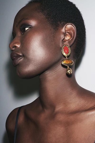 TEXTURED STONE EARRINGS