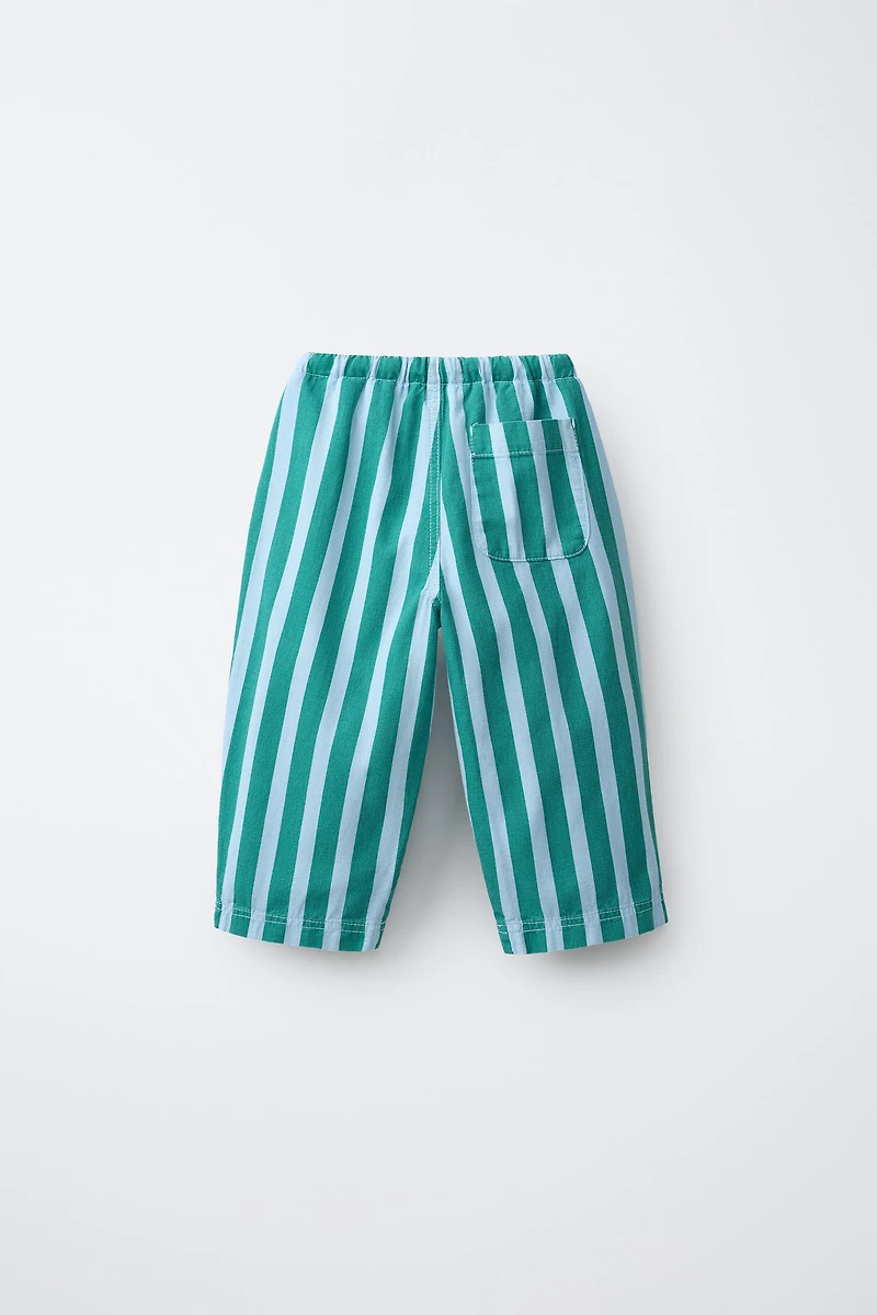 STRIPED COTTON LINEN PANTS