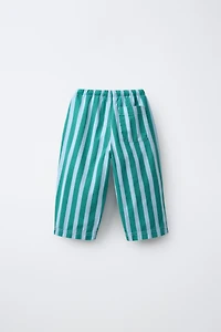 STRIPED COTTON LINEN PANTS