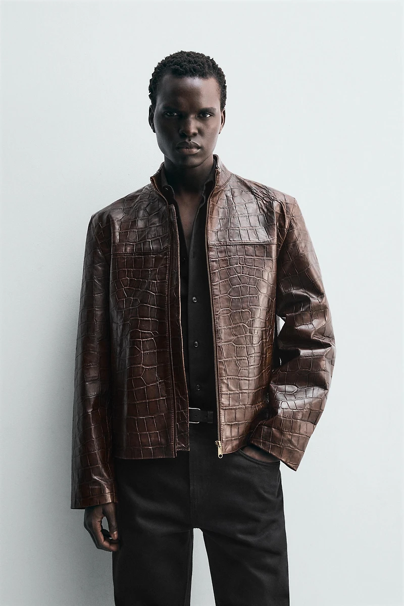 EMBOSSED LEATHER JACKET