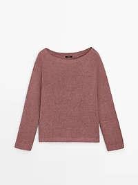 Boat neck knit sweater
