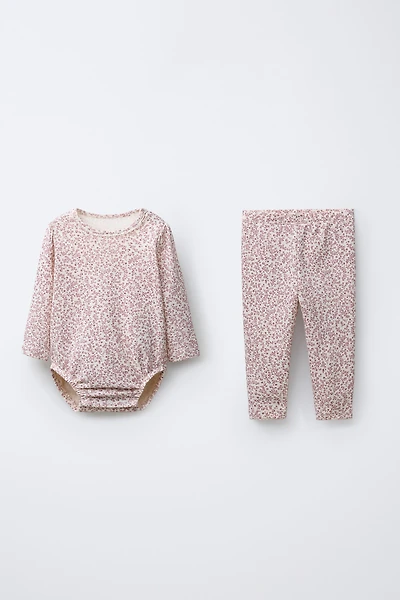 FLORAL BODYSUIT AND LEGGINGS SET