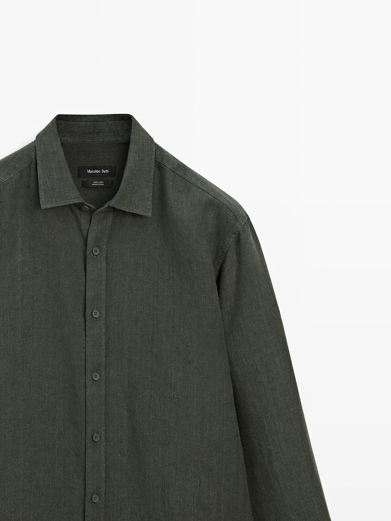 Regular fit faded linen shirt