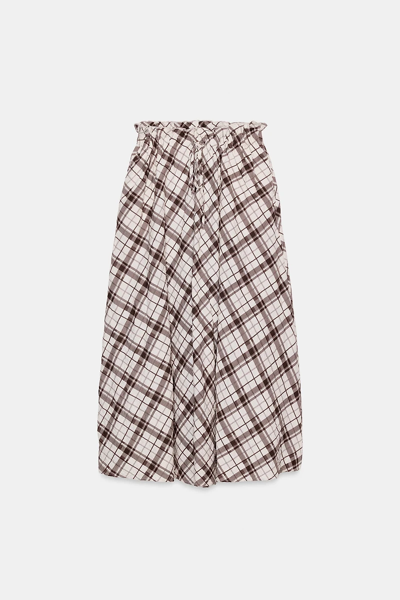 PLAID MIDI SKIRT