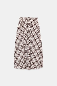 PLAID MIDI SKIRT