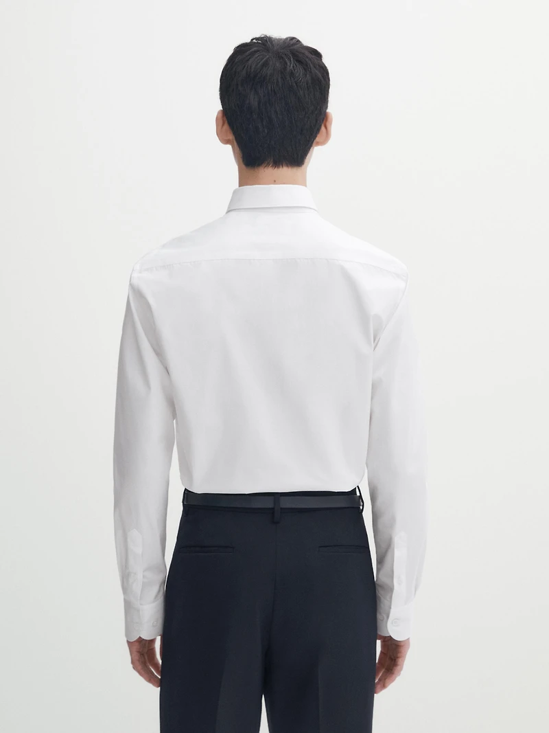 Chemise slim en popeline 100 % coton