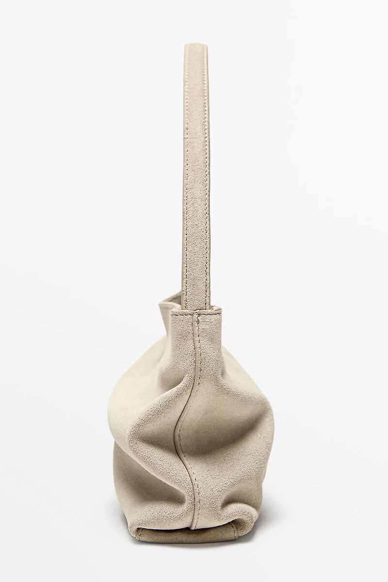Split suede leather shoulder bag