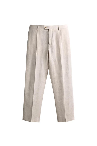 100% LINEN PLEATED SUIT PANTS