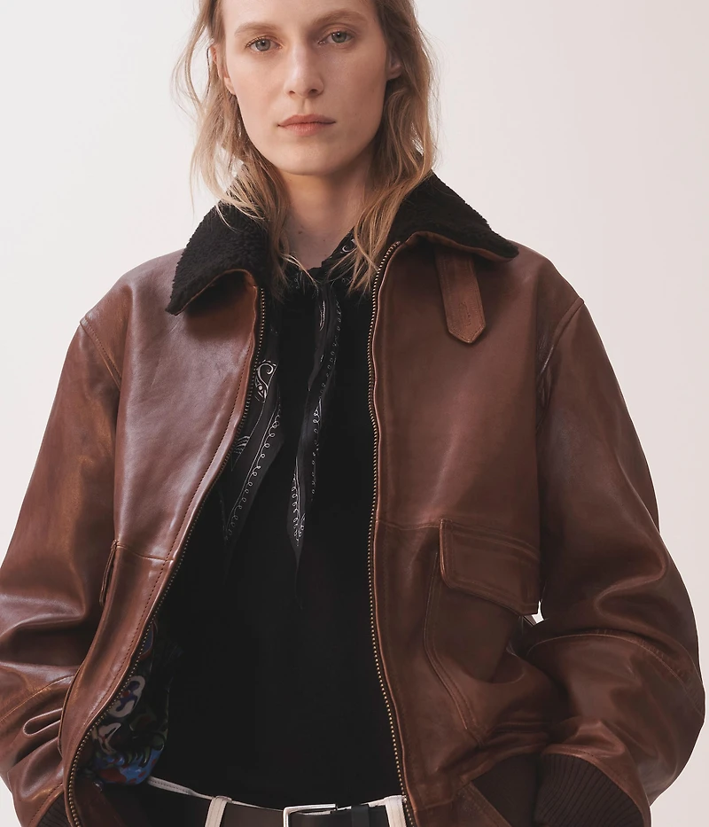 DAVID BAILEY LEATHER AVIATOR JACKET