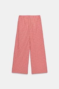 GINGHAM WIDE LEG PANTS