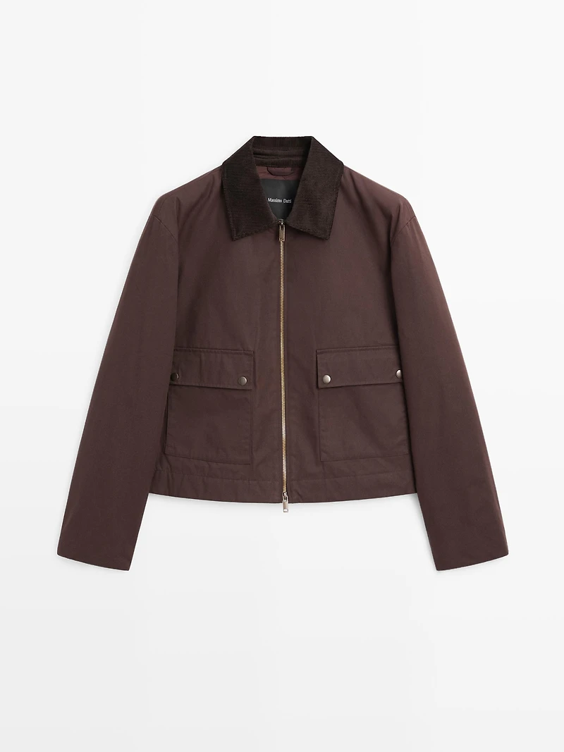 Short jacket with corduroy collar detail