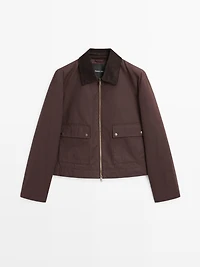 Short jacket with corduroy collar detail