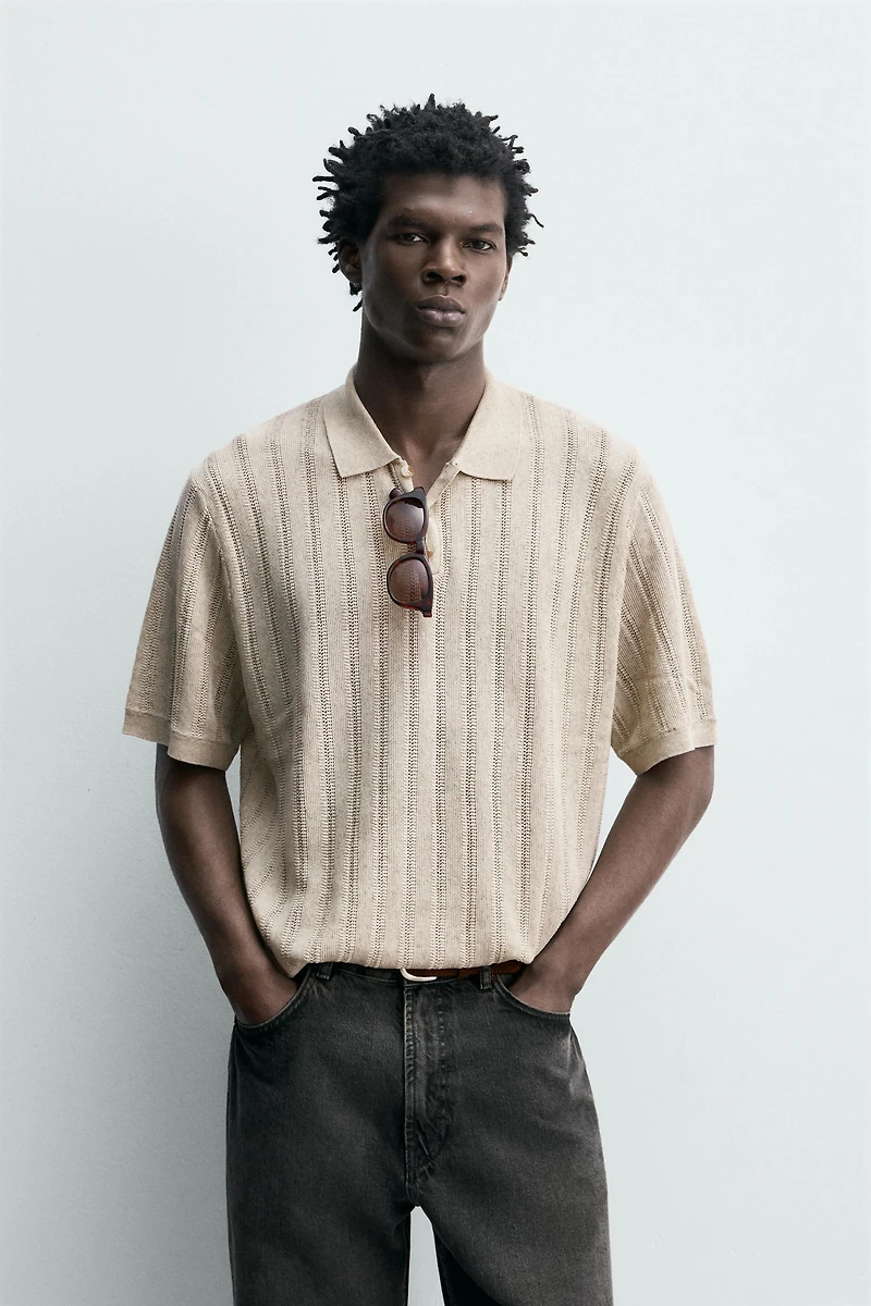 RIB KNIT POLO SHIRT