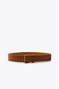 LEATHER BELT WITH SQUARE BUCKLE