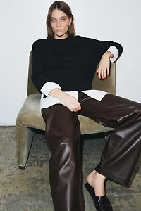 COMBINATION POPLIN KNIT JUMPER