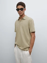 Polo micro-texture en piqué de coton
