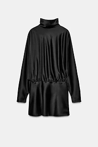 SHORT SATIN FOULARD DRESS