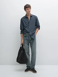 Chemise slim chinée en twill