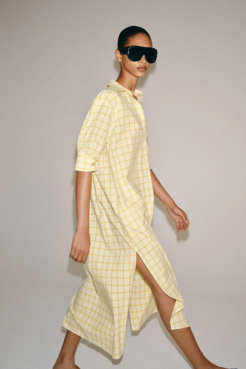 ZW COLLECTION CHECKED SHIRT DRESS
