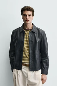 RELAXED FIT LEATHER JACKET