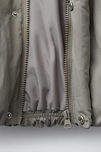 PUFFER COAT WITH EMBOSSED LOGO HOODIE
