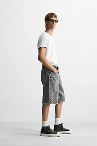 RIPPED BAGGY FIT DENIM SHORTS