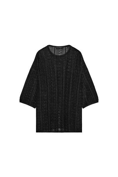 POINTELLE KNIT TOP WITH CUT-OUTS