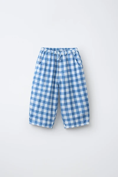 GINGHAM TEXTURED PANTS
