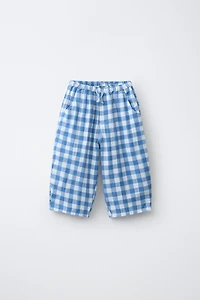 GINGHAM TEXTURED PANTS