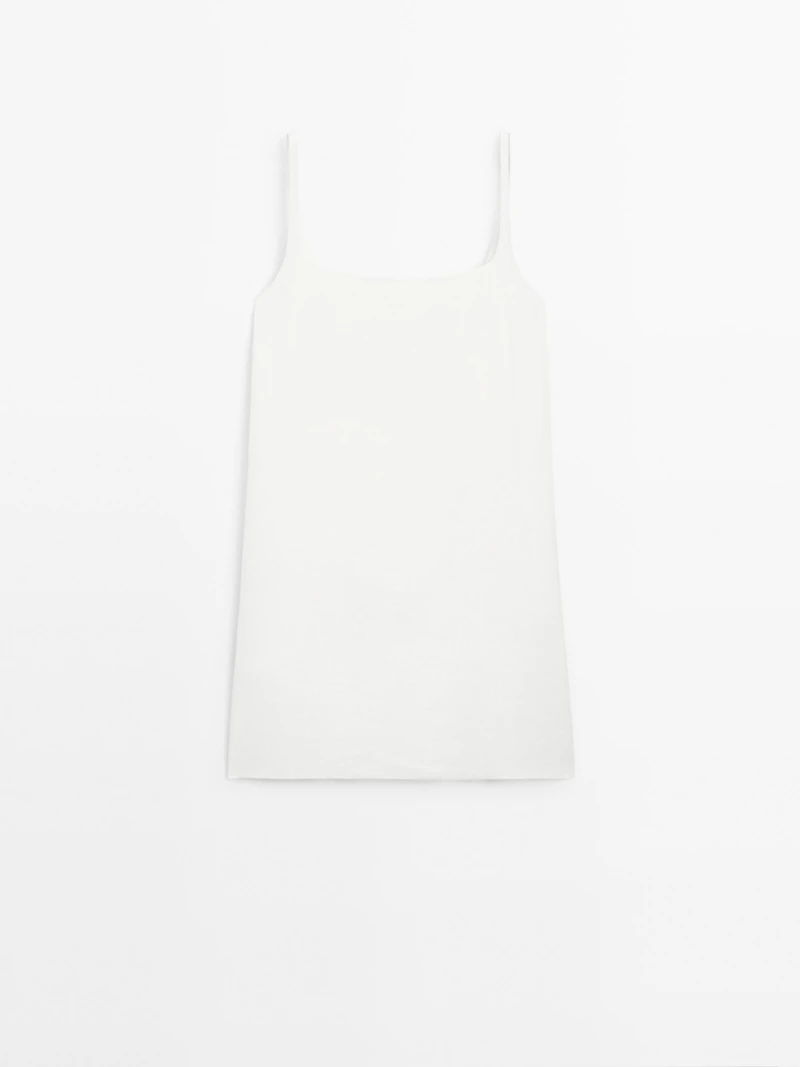 Strappy linen blend mini dress