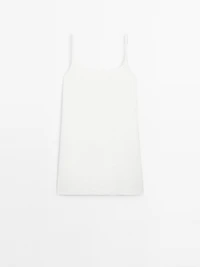 Strappy linen blend mini dress