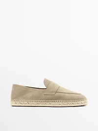 Split suede leather espadrille with piece