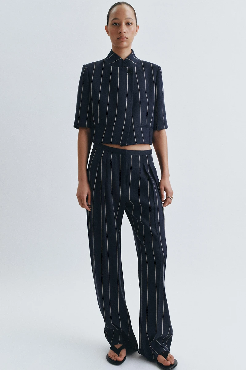 STRIPED LINEN BLEND JACKET ZW COLLECTION