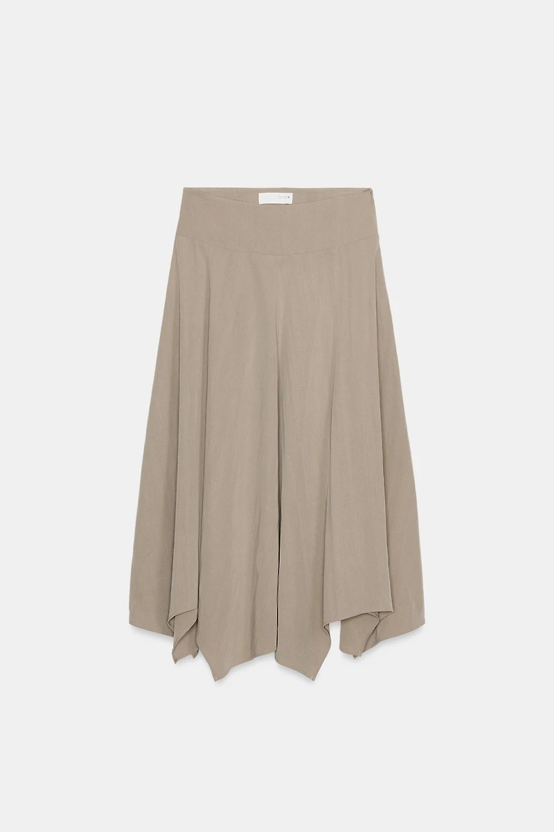 ASYMMETRIC HEM MIDI SKIRT