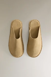 LEATHER SLIPPERS WITH TOPSTITCHING